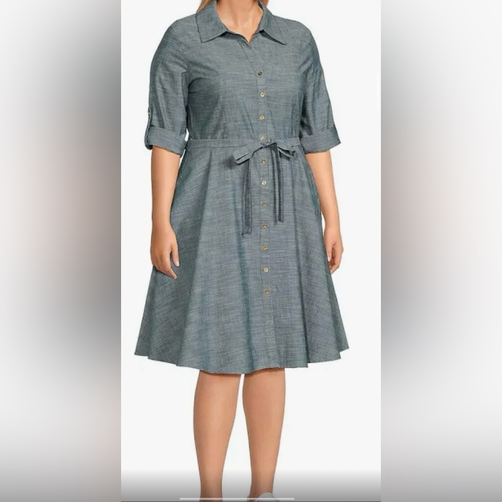 Sharagano button down dress with pockets